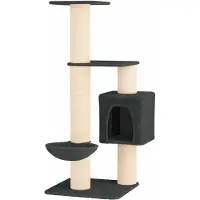 vidaXL Arbre à chat avec poteaux à griffer en sisal, gris foncé, 137 cm