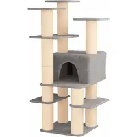 vidaXL Arbre à chat avec poteaux à griffer en sisal, gris clair, 161 cm