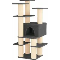 vidaXL Arbre à chat avec poteaux à griffer en sisal, gris foncé, 161 cm