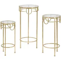FURNLUX Support TV Set Gold 33cm (3pcs.) / Couleur principale : Gold / Dimensions : 33 x 70 x 33 cm