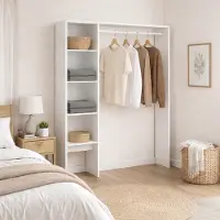 Dmora Acquata - Grande Garde-robe, 140x187h cm Blanc, 4 Étagères