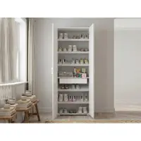Dmora Angy - Armoire polyvalente 2 portes, 72x195h cm Blanc, 6 étagères Italy