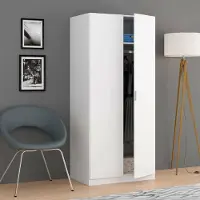 Dmora Avik - Armoire 2 Portes, 82x180h cm Blanc, Portemanteau