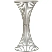 Mauro Ferretti Table Basse Funnel Glam Ø 50 X 100 Cm En Métal Argenté Et Marbre - Piètement Tressé Au Design Moderne
