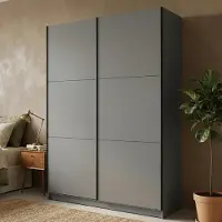 Dmora Cercle - Grande Armoire 179x210h cm Noir Anthracite, 5 Étagères