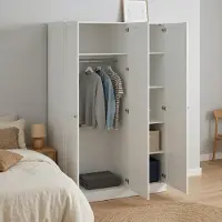 Dmora Gener - Armoire 3 Portes, 147x62 cm Blanc, Portemanteau