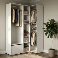Dmora Tobias - Grande Armoire, 145x205h cm Blanc, 8 Étagères