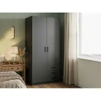 Dmora Sultani - Armoire 2 Portes, 99x200h cm Gris, 4 Étagères