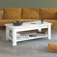 Dmora Pella - Table basse, 124x60x45h cm blanc, un compartiment