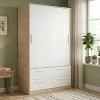 Dmora Kirogi - Armoire 2 Portes, 120x204h cm Blanc, Porte-manteaux