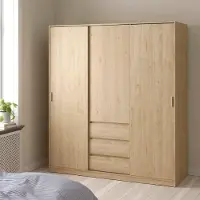 Dmora Mathieu - Armoire 3 Portes, 177x60 cm Chêne Brun, 5 Étagères