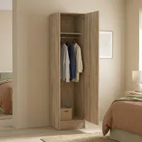 Dmora Héron - Armoire 1 Porte, Chêne Brun, Porte-manteau