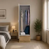 Dmora Dello - Garde-robe 1 porte, Chêne Brun, une Étagère