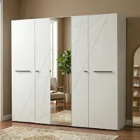 Dmora Martano - Grande garde-robe, 224x206h cm Blanc Mat, Porte-manteaux