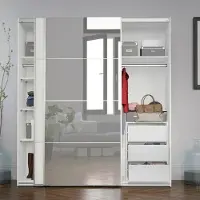 Dmora Angri - Armoire 2 Portes, 182x202h cm Blanc, 5 Étagères