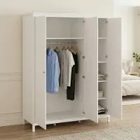 Dmora Conti - Armoire 3 Portes, 150x58 cm, Blanc, Porte-manteaux