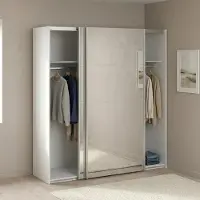 Dmora Bema - Armoire 2 Portes, 182x202 cm Blanc, 2 Étagères