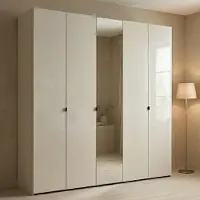 Dmora Quarrata - Grande Garde-robe, 224x227h cm Blanc Crème, Porte-manteaux