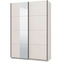 Dmora Pasturo - Grande Armoire, 146x218h cm Blanc Crème, Porte-Manteaux