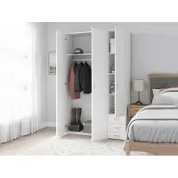 Dmora Aquilone - Garde-robe 3 portes\, 116x50 cm Blanc, 4 Étagères