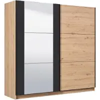 Dmora Gandino - Armoire Grande, 217x210h cm Chêne Brun Nœuds, Porte-manteaux