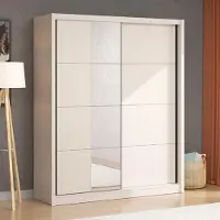Dmora Manfredi - Garde-robe grande, 180x216h cm Blanc Crème, 5 étagères