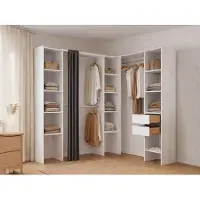 Dmora Dindo - Grande Armoire, 234x205h cm Blanc, 2 Tiroirs