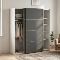 Dmora Cassano - Armoire 2 Portes, 182x202h cm Blanc, 5 Étagères