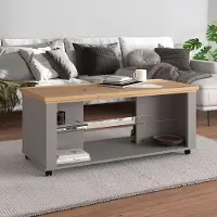 Dmora Zeme - Table Basse, 115x51x49h cm Chêne Marron Nœuds, 2 Compartiments