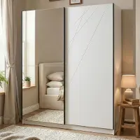 Dmora Galtelli - Grande Armoire, 217x210h cm Blanc Mat, Porte-manteaux