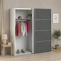 Dmora Anela - Armoire 2 Portes, 182x202h cm Gris, 2 Étagères