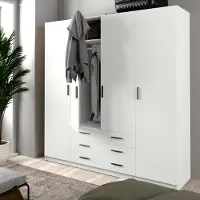 Dmora Epipola - Grand Armoire, 196x200h cm Blanc, 9 Étagères