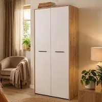 Dmora Santadi - Armoire 2 Portes, 81x204h cm Blanc, Porte-manteaux