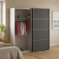 Dmora Attilio - Armoire 2 Portes, 182x202h cm Blanc, 2 Étagères