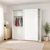 Dmora Portlouis - Armoire 2 Portes, 182x220h cm Blanc Brillant, Penderie