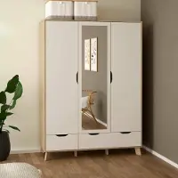 Dmora Pyarr - Armoire 2 Portes, 147x201h cm Chêne Marron, 4 Étagères