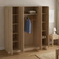 Dmora Présidents - Grande Armoire, 196x200h cm Chêne Marron, Porte-manteaux