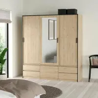 Dmora Ljalkova - Grande Armoire, 181x200h cm Chêne Brun, 4 Étagères