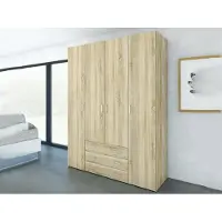 Dmora Amoruccio - Grande Armoire, 154x200h cm Chêne Marron, 9 Étagères