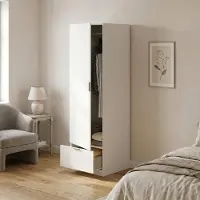 Dmora Dello - Armoire 1 Porte, Blanche, 1 Étagère