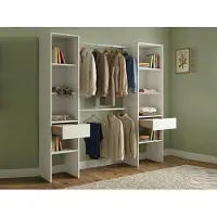 Dmora Siony - Grande Armoire, 160x185h cm Blanc, 2 Tiroirs