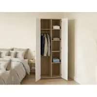 Dmora Argor - Armoire 2 Portes, 79x201h cm Chêne Marron, Porte-manteaux