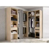 Dmora Pali - Grande Armoire, 214x205h cm Chêne Brun, 3 Tiroirs
