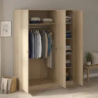 Dmora Gener - Armoire 3 Portes, 147x62 cm Chêne Brun, Porte-manteau