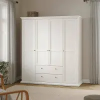 Dmora Amarena - Grande Amoire, 181x201h cm Blanc, 8 Étagères