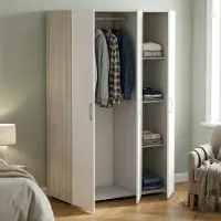 Dmora Dania - Grande Armoire, 119x185h cm Chêne Marron, Porte-Manteaux