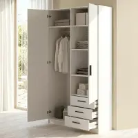 Dmora Armoire Sultani - 2 Portes, 99x200h cm Blanc, 4 Étagères