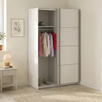 Dmora Nancywake - Armoire 2 Portes, 122x202h cm Blanc, Porte-manteaux