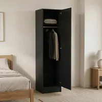Dmora Kahina - Armoire 2 Portes, 99x200h cm Gris, une Étagère