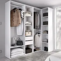 Dmora Onyok - Grande Armoire, 183x205 cm Blanc, 2 Tiroirs